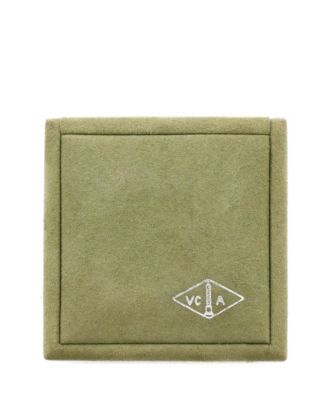  Vintage Alhambra Pendant Necklace 18K Rose Gold and Silver Obsidian with Diamond, 16.25"