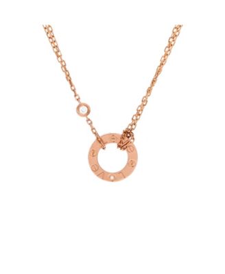  2 Diamonds Love Pendant Necklace 18K Rose Gold and Diamonds, 16.25"