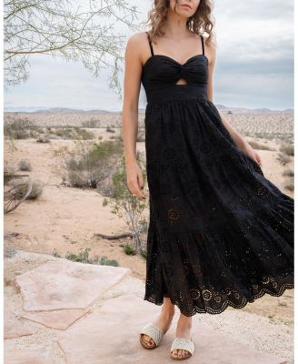  Jillian Embroidered Eyelet Tiered Maxi Dress