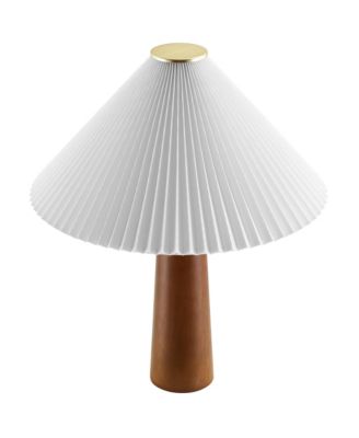 Jessica Wooden Base Table Lamp With Pleated Fabric Shade