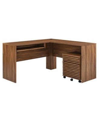 Render Wood Desk and File Cabinet, Set of 2
