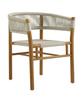  Vienna Outdoor Patio Teak and Rope Curved-Back Dining Armchairs, Set of 2