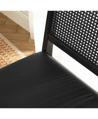 Arlo Faux Leather Upholstered Faux Rattan and Wood Dining Side Chairs, Set of 2