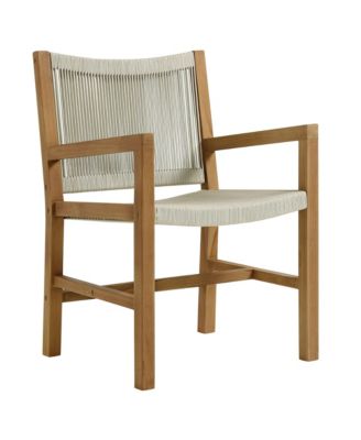  Vienna Outdoor Patio Teak and Rope Dining Set with Armchairs, Set of 5