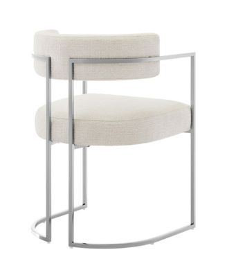 Huron Curved Back Fabric and Metal Dining Accent Chair