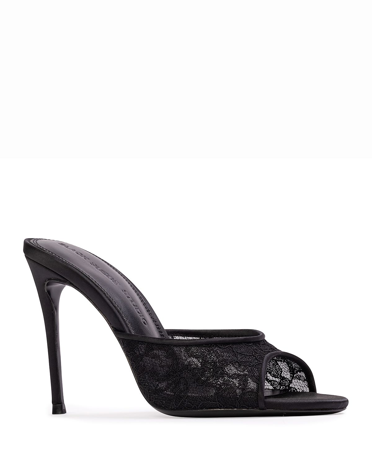 Black Suede Studio Women's Geni Floral Lace High Heel Sandals