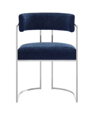 Huron Curved Back Fabric and Metal Dining Accent Chair