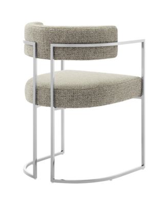 Huron Curved Back Fabric and Metal Dining Accent Chair