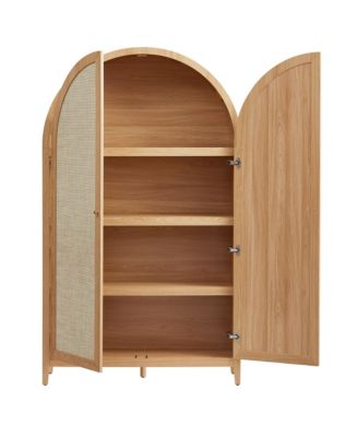 Calista 79" Tall Wide Rattan Arched Storage Cabinet