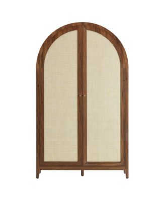 Calista 79" Tall Wide Rattan Arched Storage Cabinet