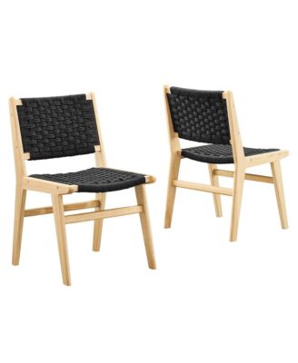 Saoirse Woven Rope Wood Dining Side Chair, Set of 2
