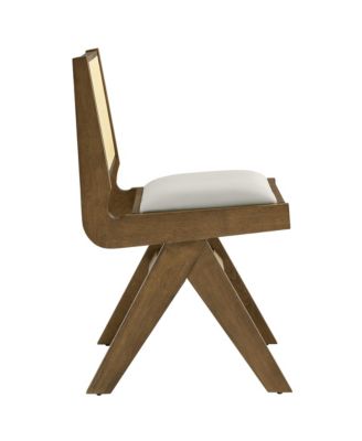  Thera Leather and Cane Dining Side Chairs, Set of 2