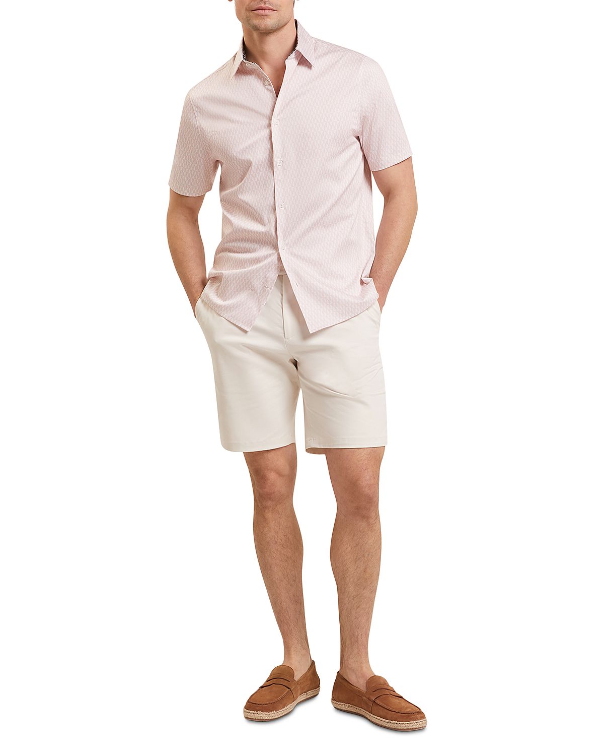 Ted Baker Cambay Geometric Leaf Print Short Sleeve Shirt