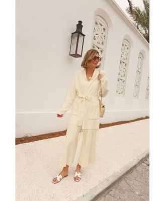 Spl X CJ Fringe Open Front Cardigan Sweater