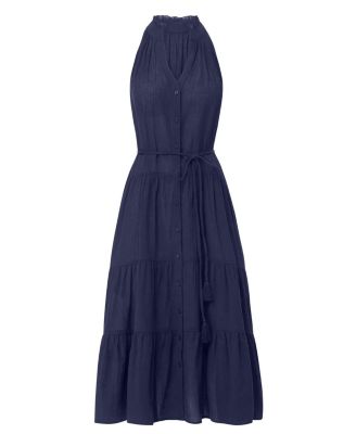  Tracy Cotton Tiered Midi Shirt Cover-Up Dress