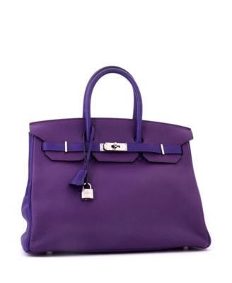 Birkin 35 Handbag Bicolor Clemence with Palladium Hardware
