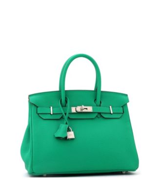 Birkin 30 Handbag Green Clemence with Palladium Hardware