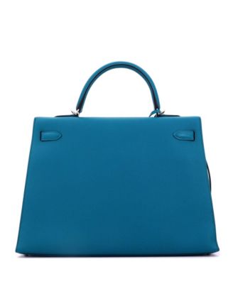 Kelly 35 Handbag Blue Epsom with Palladium Hardware