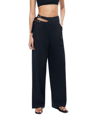  Cut-Out Waist Wide-Leg Pants