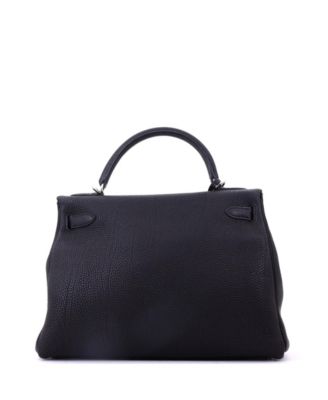 Kelly 32 Handbag Black Togo with Palladium Hardware