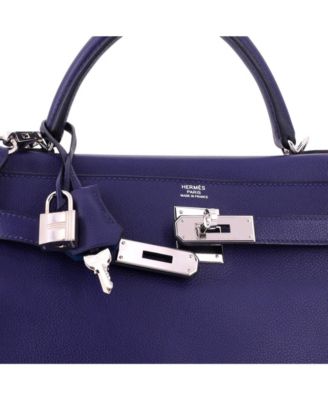 Kelly 32 Handbag Verso Evercolor with Palladium Hardware