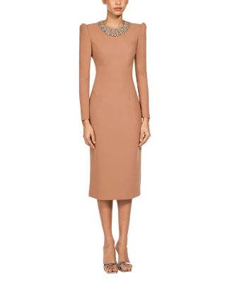 Jenny Packham Cora Long-sleeve Midi Dress