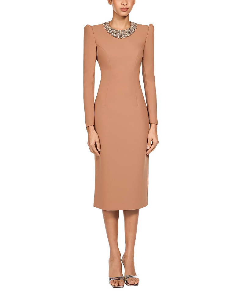 Jenny Packham Cora Long-sleeve Midi Dress
