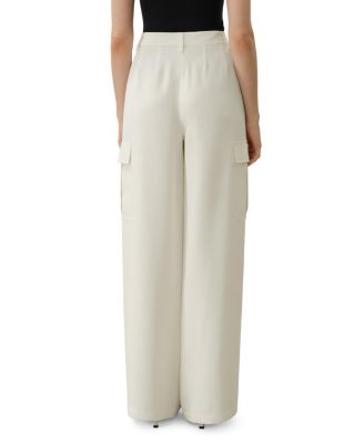  White Silk Crepe Cargo Pant