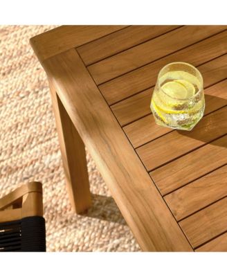 Vienna Outdoor Patio Teak Wood Dining Set with Rope Folding Chairs, Set of 5