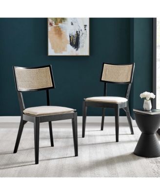 Caledonia Fabric Upholstered Wood Dining Chair, Set of 2