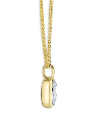 14K Yellow Gold Diamond Baguette & Round Chopin Pendant Necklace, 18"