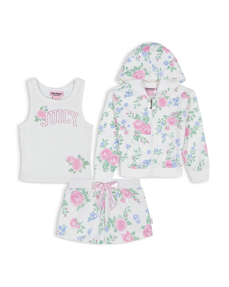 Juicy Couture Girls' French Terry Zip Hoodie, Tank Top & Shorts Set - Toddler