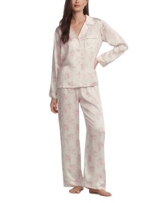 Inez Printed Washable Silk Long Pajama Set