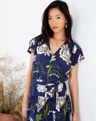 Kristine Tiered Front Slit Midi Dress