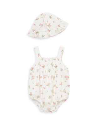 Girls' Ditsy Bubble Romper & Hat Set - Baby