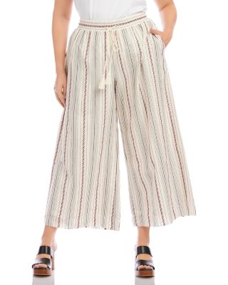 Plus Size Embroidered Cropped Drawstring Pants