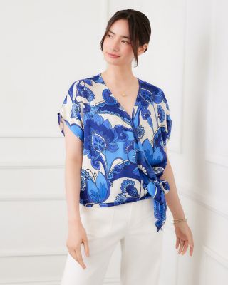 Blouson Wrap Tie Top