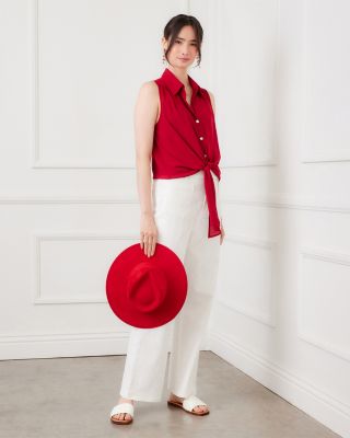 Sleeveless Tie Front Top