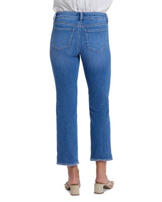 Marilyn Blanket Stitching High Rise Straight Ankle Jeans in Blue Paradise
