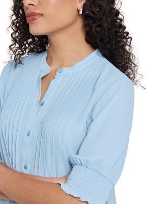 Floral Print Pleated Peasant Top