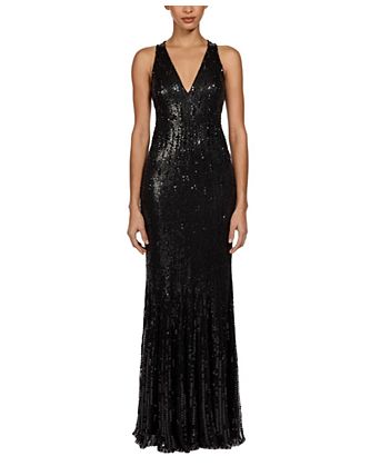 betsey johnson black sequin dress Maxi V Neck Long Sleeve Evening Gown S Its delicate rose details add a flirtatious twist Vintage Betsey Johnson sequins evening