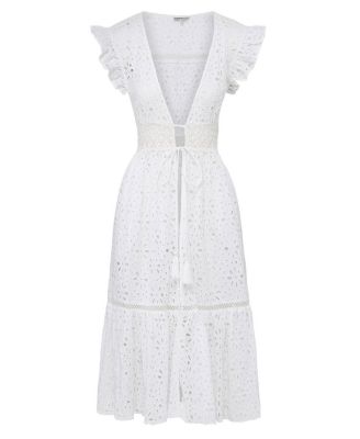  Lauren Lace-Trim Eyelet Cover-up Dress