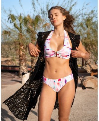  Lauren Lace-Trim Eyelet Cover-up Dress