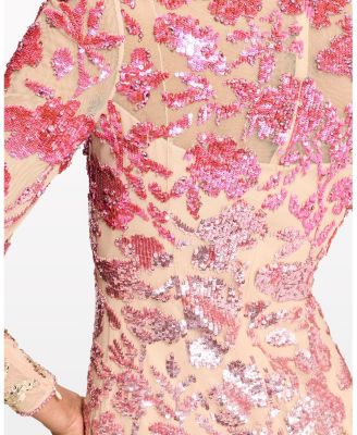 Jazz Sequin-Embellished Floral-Pattern Mini Dress