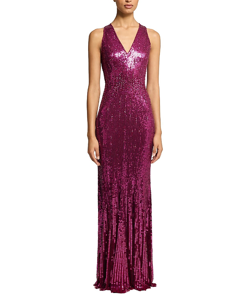 Jenny Packham Black Flower Sequined V-Neck Maxi Dress · 8 UK/4 US