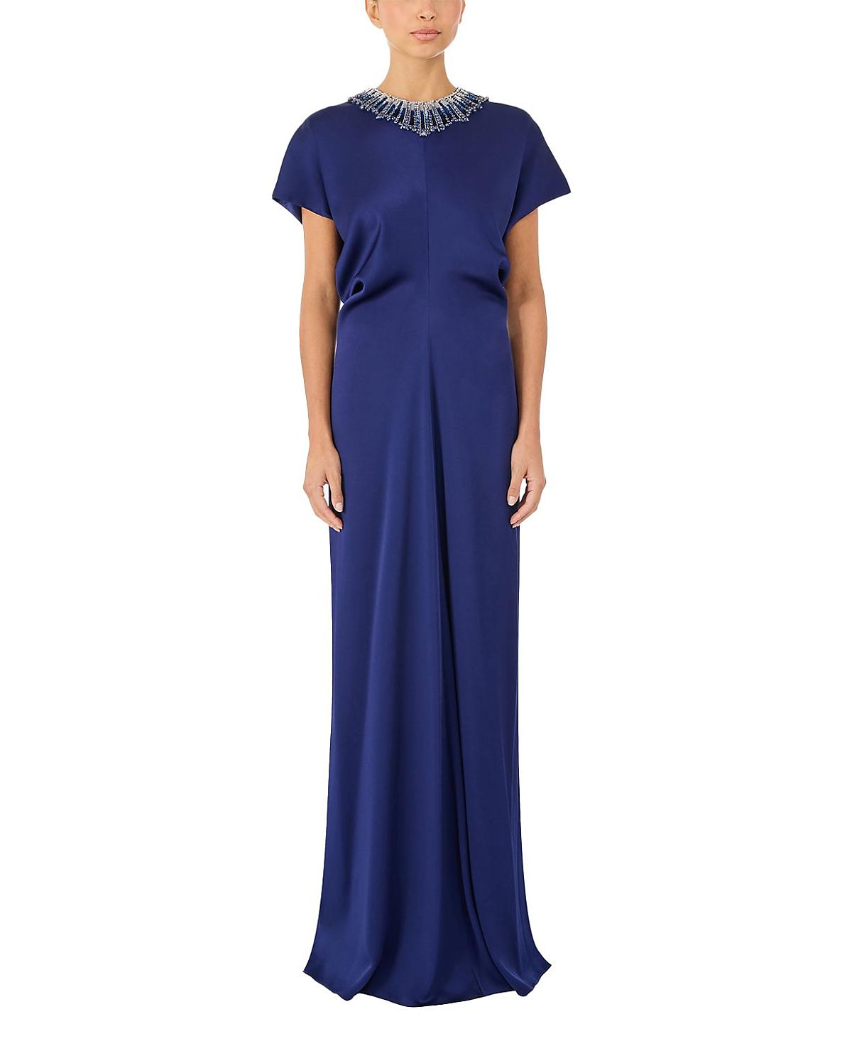 Jenny Packham Novak Embellished-Collar Maxi Dress