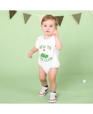 Boys' New To The Club Patch Short Sleeve Romper - Baby
