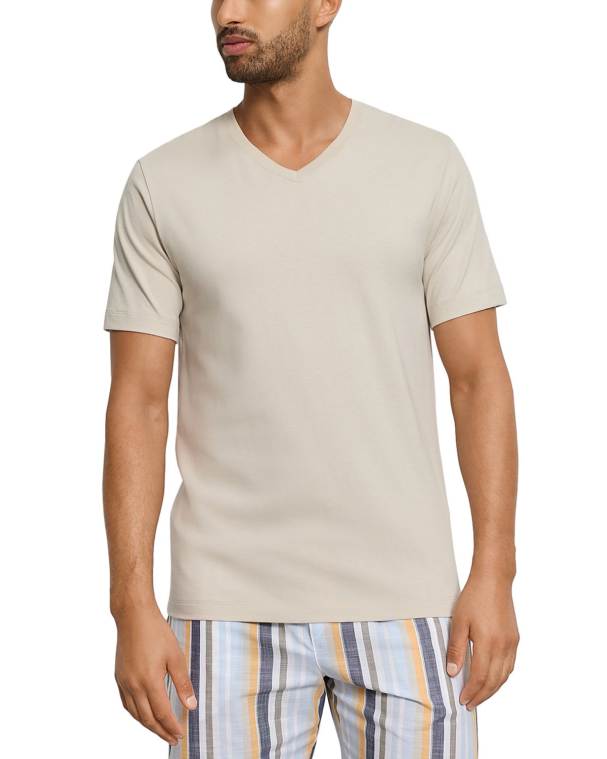 Hanro Cotton Solid V Neck Tee