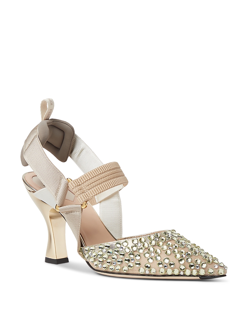 Fendi Women's Colibri 85MM Crystal-Embellished Slingback Pumps