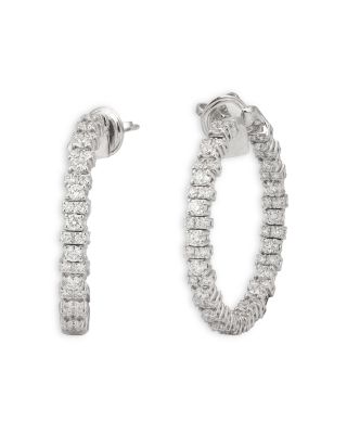 18K White Gold Diamond Hoop Earrings, 2.7 tcw